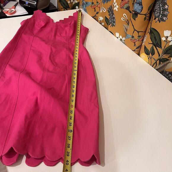 Banana Republic FUSCHIA Pink  Sz 6 Scallop Edge Bi-Stretch Fitted Sheath Dress - Picture 6 of 7